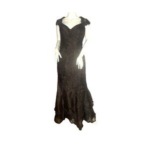 FOREVER YOURS INTERNATIONAL WOMEN'S CHOCOLATE BROWN BEADED EVENING GOWN SZ 8